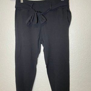 Zara Belted Knit Black Jogger Ankle Pant L